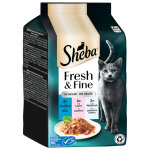 72x50g fresh & fine, thon saumon et poisson blanc en gelée sheba pâtée pour chat 72x50g fresh & fine, thon saumon et poisson blanc en gelée sheba pâtée pour chat