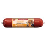 8x400g saucisse fleischeslust fin volaille avec patate douce, myrtille et camomille pour chien