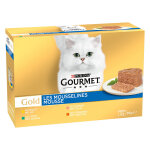 96x85g jumbopack gourmet gold les mousselines lapin, poulet, saumon, rognons - pte pour chat