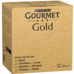 96x85g jumbopack gourmet gold les noisettes b?uf, poulet & foie, saumon & poulet, dinde & canard