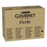 96x85g jumbopack gourmet perle b?uf, poulet, saumon, thon - p�t�e pour chat