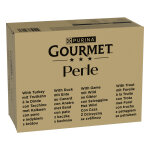 96x85g jumbopack gourmet perle truite, dinde, canard, gibier - p�t�e pour chat