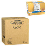 96x85g timbales b?uf poulet thon saumon jumbopack gourmet gold pte pour chat + 24x85g les mousselines ...