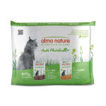 Almo nature holistic anti hairball pour chat - lot mixte : 3 x 70 g poulet + 3 x 70 g b?uf