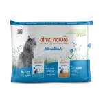 Almo nature holistic sterilised pour chat - lot mixte : 6 x 70 g poulet + 6 x 70 g cabillaud