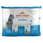 Almo nature holistic sterilised pour chat - lot mixte : 6 x 70 g poulet + 6 x 70 g cabillaud