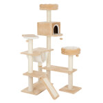 Arbre à chat maison en pain d'épice avec échelle beige Arbre à chat maison en pain d'épice avec échelle beige