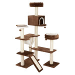 Arbre à chat maison en pain d'épice avec échelle marron foncé Arbre à chat maison en pain d'épice avec échelle marron foncé