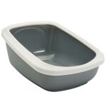 Bac  litire  haut rebord gris clair / blanc savic aseo xxl pour chat