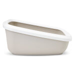 Bac  litire xxl  haut rebord savic aseo mocca / blanc pour chat - bac  litire pour chat