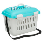 Cage de transport trixie capri gris clair / turquoise, l44xp33xh32 cm pour chien, chat Cage de transport trixie capri gris clair / turquoise, l44xp33xh32 cm pour chien, chat