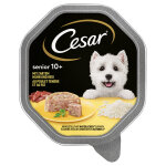Cesar senior 10 + en barquettes au poulet et au riz 28 x 150 g, nourriture humide pour chien