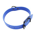 Collier de chien bicolore rivet bleu / gris 25mm de large, 40cm de long