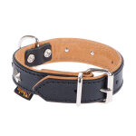 Collier en cuir heim stars, noir taille 40 tour de cou 26 - 37 cm - pour chien