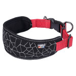 Collier rukka cube soft, rouge / noir pour chien - taille s : tour de cou 30 - 40 cm, l 2 cm