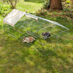 Enclos kerbl rectangulaire, toit pointu grillag� + filet de protection, l220xl103xh85cm