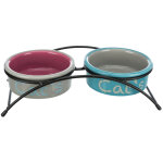 Gamelles en cramique (2x300 ml - 12 cm de diamtre) trixie eat on feet, pour chat