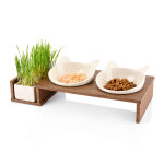 Gamelle double canadiancat company cat diner pour chat - bois : 2 x 250 ml - 15 cm de diamètre Gamelle double canadiancat company cat diner pour chat - bois : 2 x 250 ml - 15 cm de diamètre