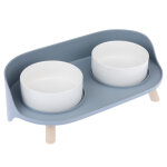Gamelle double en cramique tiaki pour chien et chat - capacit : 2 x 450 ml, 12, 5 cm de diamtre