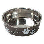 Gamelle en inox karlie à motifs de pattes, noir pour chien - 800 ml, diamètre 17 cm Gamelle en inox karlie à motifs de pattes, noir pour chien - 800 ml, diamètre 17 cm