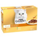 Gourmet gold les effiloch�s 12 x 85 g pour chat - s�lection mixte au poulet