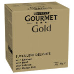 Jumbopack gourmet gold les effiloch�s 96 x 85 g pour chat - poulet, poisson de l'oc�an, b?uf, saumon