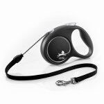 Laisse - cordon flexi black design (5 m), noir pour chien - taille m : jusqu' 20 kg