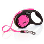 Laisse - enrouleur flexi new neon (5 m), rose pour chien - taille s : jusqu' 15 kg