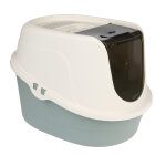 Litière pour chats avec couvercle teala de tiaki blanc / bleu sarcelle Litière pour chats avec couvercle teala de tiaki blanc / bleu sarcelle