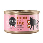 Lot cosma asia en gele 24 x 85 g pour chat - poulet, foie de poulet