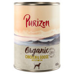 Lot purizon organic bio 24 x 400 g pour chien - poulet, oie & potiron