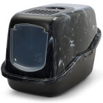Maison de toilette savic nestor marble pour chat - noir / blanc marbr