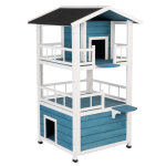 Maisonnette penthouse l 72 x l 72 x h 124 cm bleu / blanc - pour chat Maisonnette penthouse l 72 x l 72 x h 124 cm bleu / blanc - pour chat