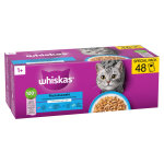 M�gapack whiskas adult 1 + 48 x 85 g pour chat - s�lection de poisson en gel�e