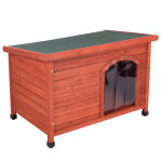 Niche woody pour chien taille m - toit plat et porte en plastique