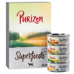 Purizon superfoods 6 x 70 g pour chat - lot mixte (2 x poulet, 2 x thon, 1 x sanglier, 1 x gibier)