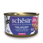 Schesir complete nutrition filet en bouillon 6 x 85 g pour chat - thon, b?uf