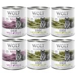 Wolf of wilderness senior 6 x 800 g pour chien - lot mixte : agneau & poulet, canard & veau