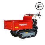 Brouette motoris�e essence � chenilles sur�lev�es et benne plateau basculante � ridelles 600kg 6, 5ch ...