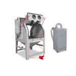 Cabine de sablage 1200 l pro double poste de travail avec aspiration cyclonique externe mw tools cat1200fc ...