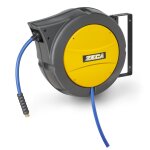 Enrouleur air et eau 25 m � 3 / 8 15 bars tech avec enroulement automatique et support mural pivotant ...