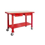 tabli 150 cm avec roues plateau mdf 2 tiroirs mw tools der1500wr