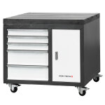 Etabli mobile avec plateau en fonte 900x600x800 mm avec 1 porte et 5 tirroirs mw - tech sf - wbd2