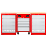 �tabli modulaire multiplex avec 2 armoires � tiroirs 5t et 1 servante d'atelier 4t 2000 mm mw tools mod20l55m ...