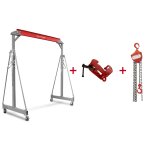 Grue � portique 1 t + palan � cha�nes avec pince � poutre mw tools ptlk1 - set1000c