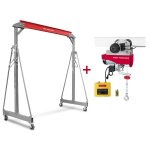 Grue � portique 2 t + palan �lectrique sans fil avec chariot int�gr� 500 / 1000kg mw tools ptlk2 - set1000b ...
