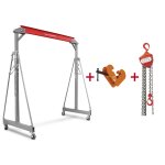 Grue  portique 3 t + palan  chanes avec pince  poutre mw tools ptlk3 - set3000
