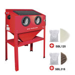 Pack cabine de sablage 220 l avec 25 kg de perles de verre et 25 kg de corindon brun mw tools cat410set ...