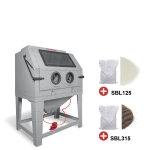 Pack cabine de sablage professionnelle 990 l avec 25 kg de perles de verres et 25 kg de corindon brun ...