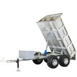 Remorque double essieu 4 roues 1400kg benne galvanis�e basculante hydraulique 2000x1170x400mm torros ...